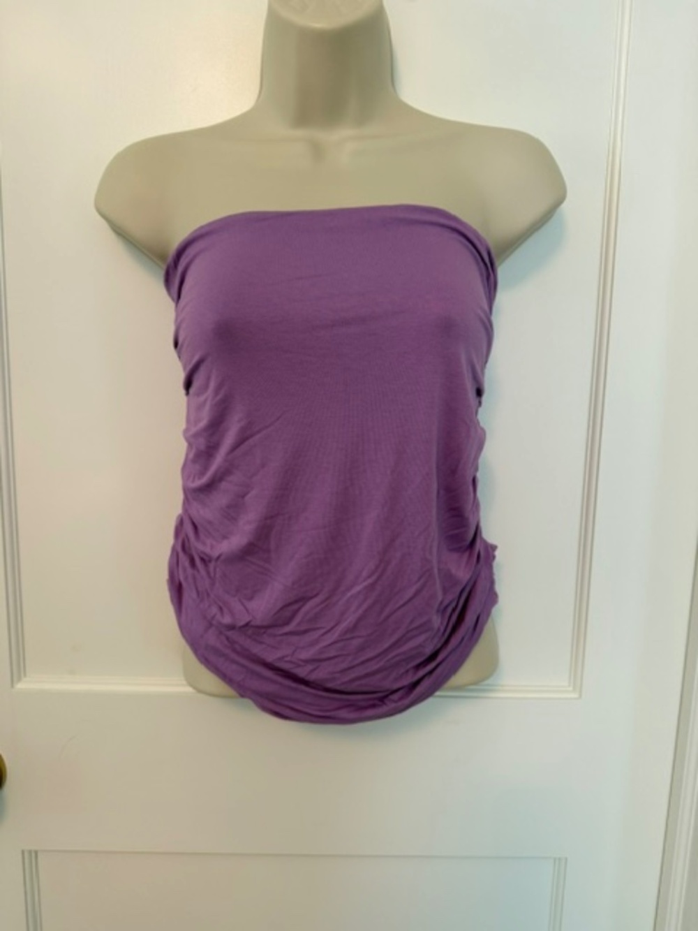 INDAH BODY Ruched Strapless Tube Top in Lavender Purple